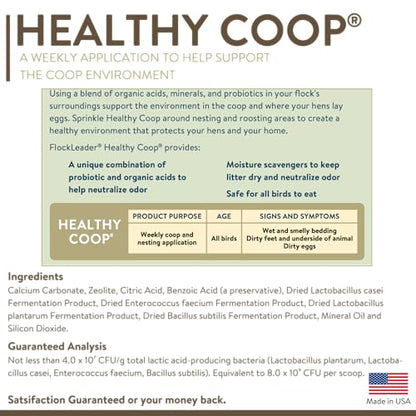 FlockLeader Healthy Coop, Litter Additive for Chicken Coop with Probiotic & Acidifier, Reduces Odor, Wetness & Bacteria, 12lbs (Pack of 2) - size: 12 Pound (Pack of 2)