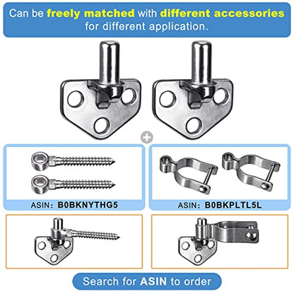 Insaga 304 Stainless Steel Gate Hinges Heavy Duty, Non-Welded Gate Hardware, 2pcs Wall Mount Gate Hinge, Chain Link Gate Hinge with 5/8'' Hinge Pin, Horizontal Design - color: Horizontal Hinge-2pcs