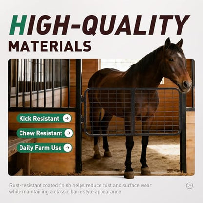 Horse Stall Gate 24 Inch Tall 48 Inch Wide Compatible with Livestock Enclosures Steel Powder Coated Gray