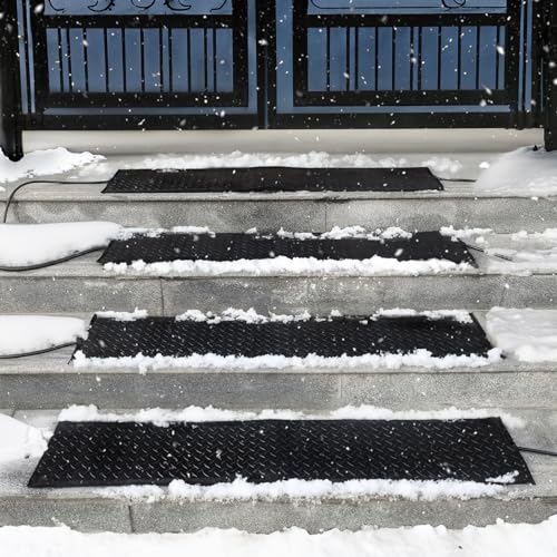 Snow Melting Mat, 30 x 48in Non-Slip Electric Heated Foot Mat, Heated Walkway Mat with Power Cord and Timming, Rubber Snow and Ice Heated Pad for Winter Outdoor Stairs, Sidewalks, Garages - size: 30'' x 48''