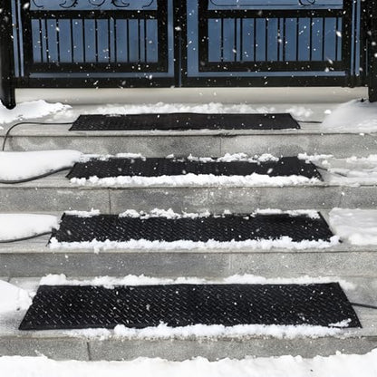 Snow Melting Mat, 30 x 48in Non-Slip Electric Heated Foot Mat, Heated Walkway Mat with Power Cord and Timming, Rubber Snow and Ice Heated Pad for Winter Outdoor Stairs, Sidewalks, Garages - size: 30'' x 48''