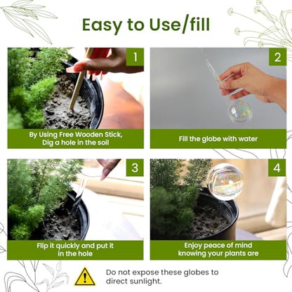 Iridescent Self Watering Globes, Glass Rainbow Plant Watering Globes, Self Watering Planter Insert, Automatic Plant Waterer Indoor (Large-4 Pcs Iridescent, Large) - color: Large - 4 Pcs (Pack of 1)