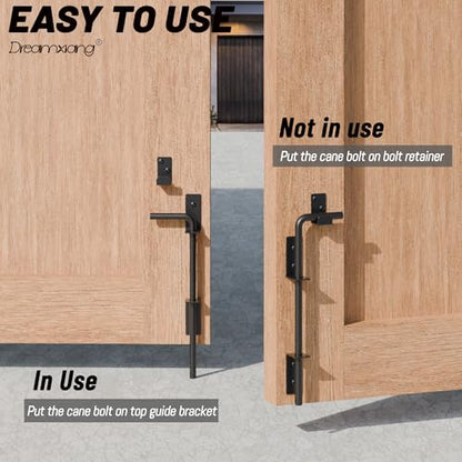 12" Heavy Duty Cane Bolt Gate Drop Rod Extra Thick Hardware Ground Latch for Wood PVC Vinyl Metal Fences Gates, Double Doors, Black Solid Steel-1 Pack - color: 12 Inch