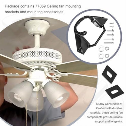 Ceiling Fan Mounting Bracket Mounting Kits Fan Components for Cathedral Canopy Living Room, 77059 Ceiling Fan Parts Black (Without Wire)