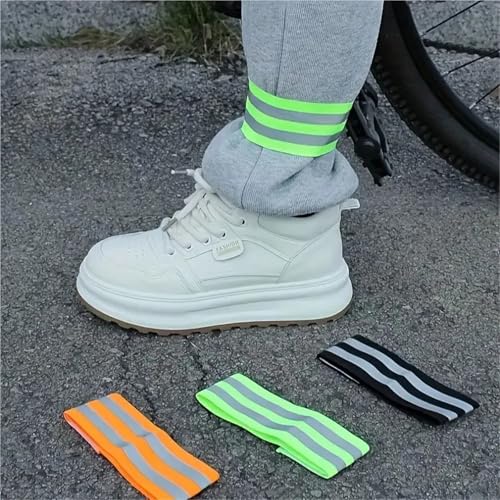 30 Pcs Bicycle Reflective Leg Straps Mountain Bike Pants Cuffs, Night Running Safety Warning Gear, Windproof Cycling Accessorie - color: Green