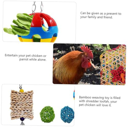 5PCS Chicken Set for Hens and Parrots Hanging Chewing and Feeder for Bird Exercise and Entertainment Hanging for Poultry and Pet Birds Random Color
