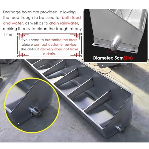Hog Feeder Livestock Feed Trough Automatic Pig Feeder Heavy Duty Stainless Steel, Separated Fence Feeder Trough, Multipurpose Livestock Trough for Pig Horse,C - size: C