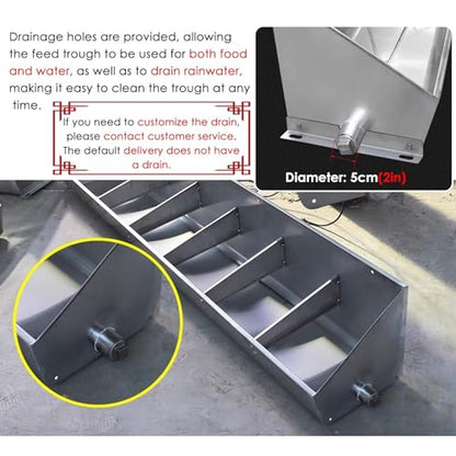 Hog Feeder Livestock Feed Trough Automatic Pig Feeder Heavy Duty Stainless Steel, Separated Fence Feeder Trough, Multipurpose Livestock Trough for Pig Horse,C - size: C