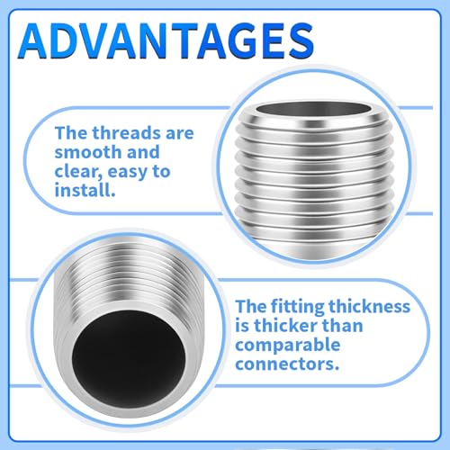 ChillWaves 304 Stainless Steel Pipe Fitting, Nipple Cast Pipe 3/4" NPT Male x 3/4" NPT Male Thread 4" Length(100MM)(2-PACK) - size: 3/4" NPT, style: 4" Length(100MM)