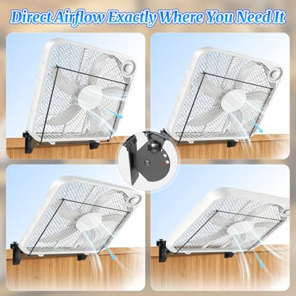 Box Fan Holder for Horse Stall, Adjustable Angle Fan Wall Mount Bracket, 2-in-1 Clamp & Wall Mount Design, Fits 20" Box Fan, Heavy Duty Steel Fan Holder for Barn, Coop, Garage (Fan Not Included)