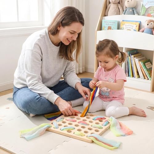 Eray Montessori Wooden Lacing & Weaving Busy Board for Kids Ages 3+, Sensory Educational Toy for Fine Motor Skills, Open‑Ended Play Activity, Birthday Gift for Boys & Girls
