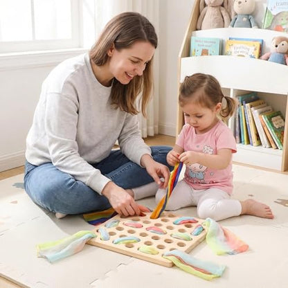 Eray Montessori Wooden Lacing & Weaving Busy Board for Kids Ages 3+, Sensory Educational Toy for Fine Motor Skills, Open‑Ended Play Activity, Birthday Gift for Boys & Girls