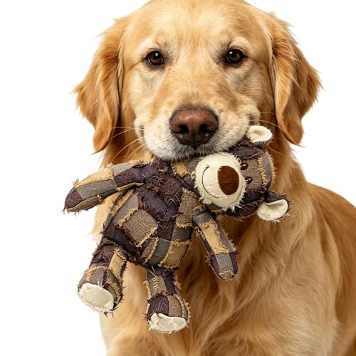 Indestructible Plush Dog Toy for Aggressive Chewers, Indestructible Robust Bear, Dog Companion for Heavy Chewer, Interactive Squeaky Soft Puppy Chew Toy for Small Medium Large Dogs(Purple,1pcs) - color: Purple, size: 1pcs