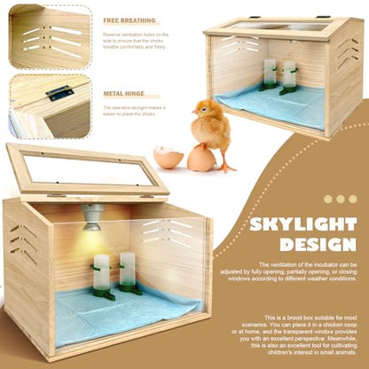Chicken Brooder Box for Chicks & Quail with 3 Absorbent Pads, Feeder and Waterer - Adjustable Temperature Control Brooding Box for Small Chicken Coop & Quail Cage (15.7x12x12 Inches) ﻿ - color: Beige