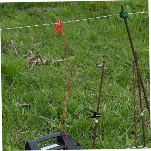 2pcs Electric Fence Jump Cable with Alligator Clips Durable Copper and Wire for Solar Powered Electric Fence Systems and Testing Black and Red Clips Included