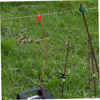 2pcs Electric Fence Jump Cable with Alligator Clips Durable Copper and Wire for Solar Powered Electric Fence Systems and Testing Black and Red Clips Included