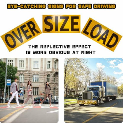 3 Pack Anti-scratch Oversize Load Signs for Trucks, Magnetic Oversize Load Sign, Durable Wide Load Signs for Trucks, Professional Oversize Warning Sign for Safe Hauling 12" x 60" Fade Proof Waterproof