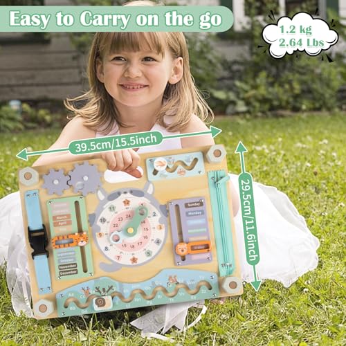 Double-Sided Wooden Busy Board for Toddlers, Sensory Activity Board, Montessori Travel Toy for Kids, Educational Toy for Autism, Ideal Choice for Baby Girls or Boys Birthday - style: Safari