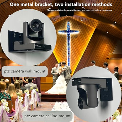 Prisual PTZ Camera Wall Mount Bracket - Heavy-Duty Solid Metal Universal Mount for All PTZ Cameras, Includes Mounting Screws, Adjustable Compact Space-Saving Design (Black) - color: Wall Mount Black