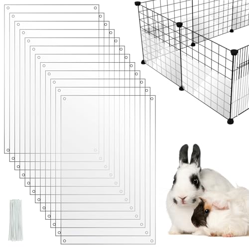 PETKNOWS 12 Pack Pet Cage Liner Protection Rabbit Cage Urine Guard Clear Cage Edge Liner Guinea Pig Side Lining Habitat Siding Small Animal Cage Accessories - Keep Litter in The Cage - color: Transparent, size: 30X20 CM