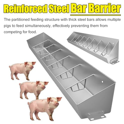 Fit 5 8 10 Bit Piglet Metal Pig Feed Trough, Stainless Steel Pig Feeders for Outside Heavy Duty, Portable Sheds Pen/Farms/Pasture Hog Feeding Troughs(2m/6.6ft 10bit) - color: 2m/6.6ft 10bit