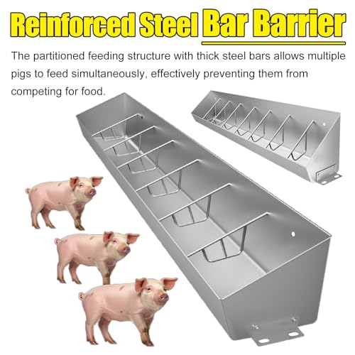 Fit 5 8 10 Bit Piglet Metal Pig Feed Trough, Stainless Steel Pig Feeders for Outside Heavy Duty, Portable Sheds Pen/Farms/Pasture Hog Feeding Troughs(1m/3.3ft 5bit) - color: 1m/3.3ft 5bit