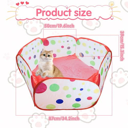 Cat Ball Pit, Pop Up Ball Pits Tent，Cat Enrichment Toys，Suitable for Indoor and Outdoor Activities (39.37inches in Diameter,No Ball Included) (Red) - color: Red