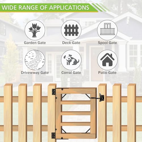 Fence Gate Kit, Anti Sag Gate Kit for Wooden Fence; Heavy Duty Gate Kit with Gate Latch; Gate Hardware for Wooden Gate Fence, Driveway Gates, Shed Doors, Corral Gates, Wood Windows Set of 2