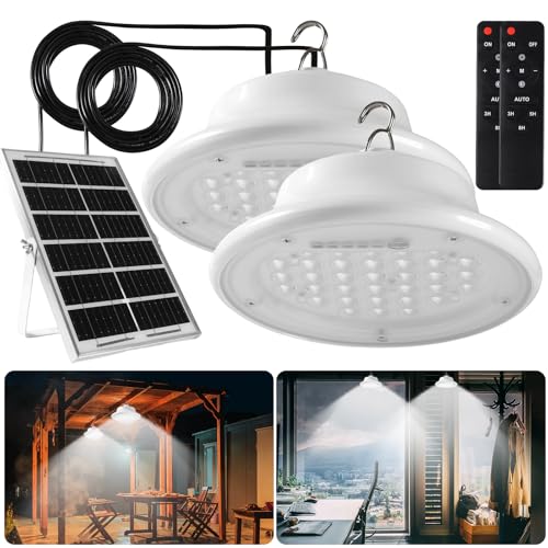 ABZXT Solar Pendant Light Shed Light Lighting Day and Night Auto Dusk to Dawn Solar Light Indoor and Outdoor with Remote Controlfor for Barn, Patio, Garden, Yard, Gazebo,Chicken Coop, Tent (2 Lights) - color: 2 lights