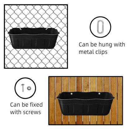 Hanging Chicken Feeders,Duck Feeder Waterer,Small Feed Trough 1.3 Quart 6 Pack,Hanging Fence Feed Trough for Poultry,Black - color: Black, size: 1.3 Quart (6 Pack)