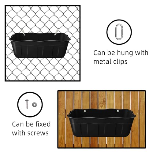 Chicken Feeder Waterer,Hanging Goat Feeders,Feed Trough 3.5 Quart 2 Pack,Hanging Fence Feed Trough for Poultry Livestock,Black - color: Black, size: 3.5 Quart (2 Pack)