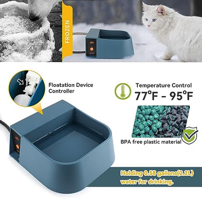 Automatic Heated Water Bowl for Dogs Cats, Outdoor Heated Dog Bowl with Auto Fill, 2L Winter Heating Waterer Provide Drinkable Water for Chickens, Rabbits, Birds, Goats, Feral Animal - size: 2L(Blue)