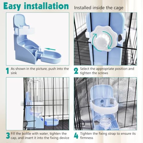 kathson Rabbit Water Bottle, 17oz Hanging Water Fountain Automatic Dispenser No Leak WaterFeeder for Bunny Chinchilla Guinea Pig Hedgehog Ferret, Blue - size: 1PCS Water Dispenser, Blue