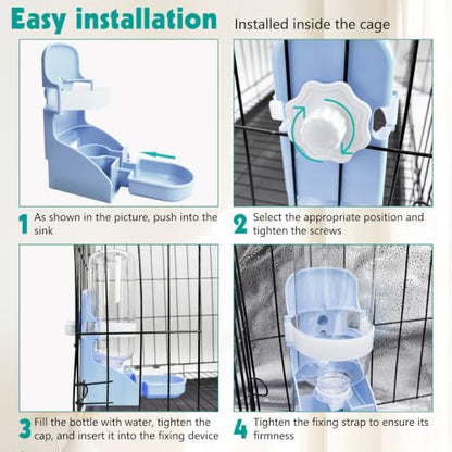 kathson Rabbit Water Bottle, 17oz Hanging Water Fountain Automatic Dispenser No Leak WaterFeeder for Bunny Chinchilla Guinea Pig Hedgehog Ferret, Blue - size: 1PCS Water Dispenser, Blue