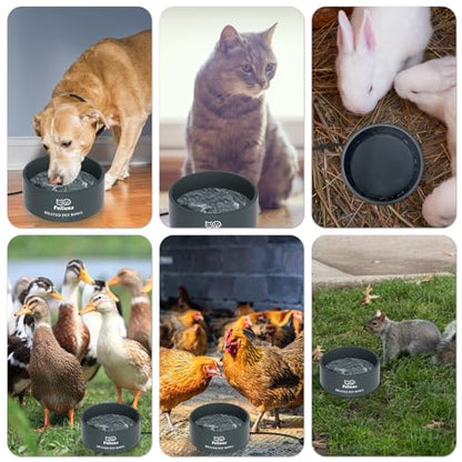 Large Heated Water Bowl, Outdoor Heated Dog Bowl with Chew Resistant Power Cord, Thermal Bowl Provide Drinkable Water in Winter, Heated Pet Bowl for Cat Rabbit Chicken Duck Squirrel 0.85 Gal