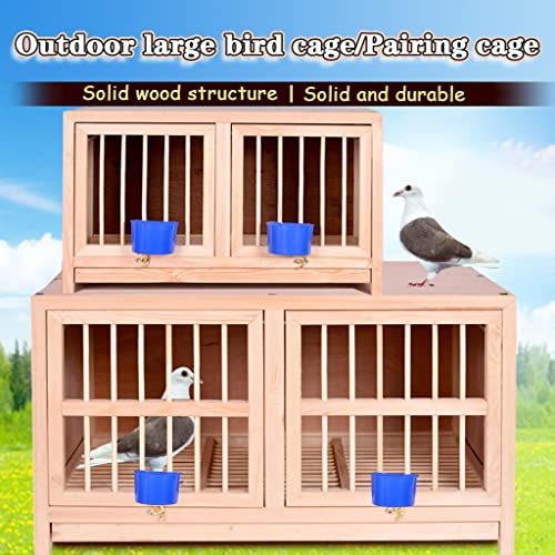 Bird Cage Large Size Solid Wood Pigeon Pairing Cage, Indoor Pigeon Nest Box with Pull Out Tray, Easy to Clean, Need to Install(Natural,27.6IN*2) - size: 27.6"L x 15.7"W x 15.7"H