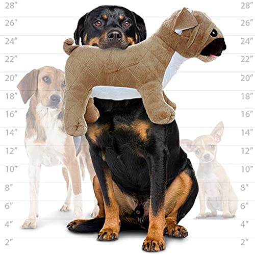 MIGHTY- Farm Pug - Squeaker-Multiple Layers. Made Durable, Strong & Tough. Interactive Play (Tug, Toss & Fetch). Machine Washable & Floats | Multiple Layers & Reinforced Seams , Washable and Floats , Mighty® Construction - color: Brown Pug