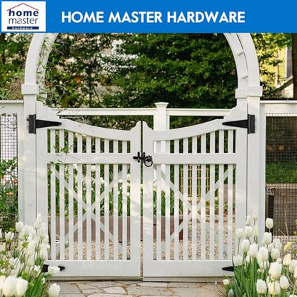 HOME MASTER HARDWARE 8 Inch T-Strap Heavy Duty Shed Door Hinges, Black Tee Hinge for Wooden Fences,Yard Door, Barn Door Gates, Rustproof Wrought Iron with Screws, 4 Pack - size: 8 in-4 Pack