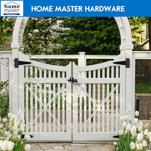 HOME MASTER HARDWARE 8 Inch T-Strap Heavy Duty Shed Door Hinges, Black Tee Hinge for Wooden Fences,Yard Door, Barn Door Gates, Rustproof Wrought Iron with Screws, 6 Pack - size: 8 in-6 Pack