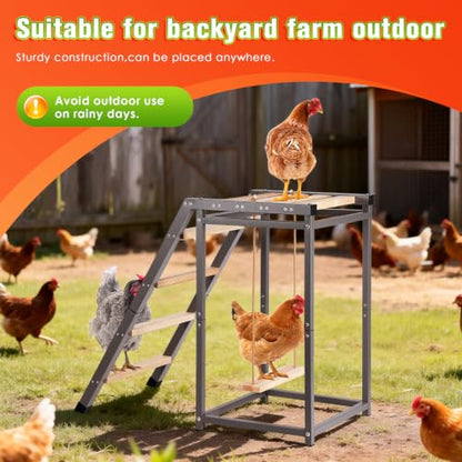 Chicken Coop Perch with Swing & Ladder for 6 to 10 Chickens