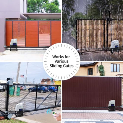 TOPENS CK1100 Automatic Sliding Gate Opener Chain Drive Electric Gate Motor for Heavy Driveway Slide Gate Up to 2800 Pounds, Security Gate Operator AC Powered with 20ft Roller Chain and Remote Control