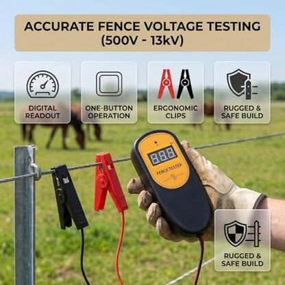 Zerodis Electric Fence Tester, Digital Fault Finder Voltage Meter with Circuit Protection Screen Display 500V to 13KV Accurate Measurement Portable Voltage Test Kit for Farm Ranch