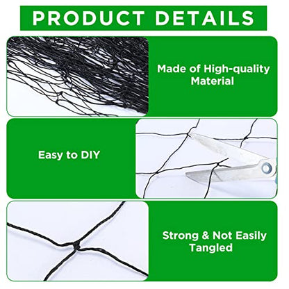 Windyun 1 PC 50' x 100' Bird Netting Bird Net Chicken Coop 2.4" Mesh Heavy Duty Deer Fence Aviary Net Reusable Fruit Tree Poultry Barrier for Garden Protection Vineyard Against Hawk Squirrel, Black - size: 50' X 100'