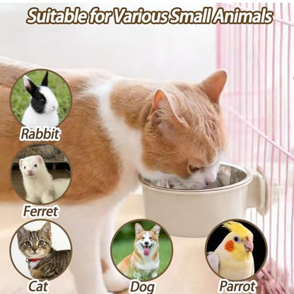 kathson Lightweight Stainless Steel Pet Bowls, Removable Crate Dog Bowl Hanging Pet Food Water Feeder Bowl, Cage Coop Cup for Puppy Cat Rabbit Ferret Birds Guinea Pigs (3pcs) - size: 3pcs