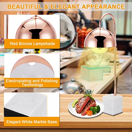Commercial Food Heat Lamp with Marble Base Infrared Heating Bulb for Food Heating Warmer Light Lamp for Food Service Heat Lamp