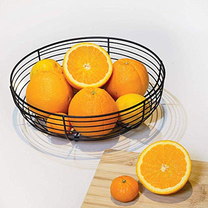 CAXXA Countertop Fruit Bowl, Wire Basket for Fruits, Breads, Vegetables,Snacks, Black
