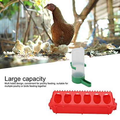 HEEPDD Plastic Chick Feeder and Waterer Kit, 2 Pack Small Poultry Bird Drinking Feeding Set with 12 Holes, 140ML Capacity for Baby Chicks Duck Quail