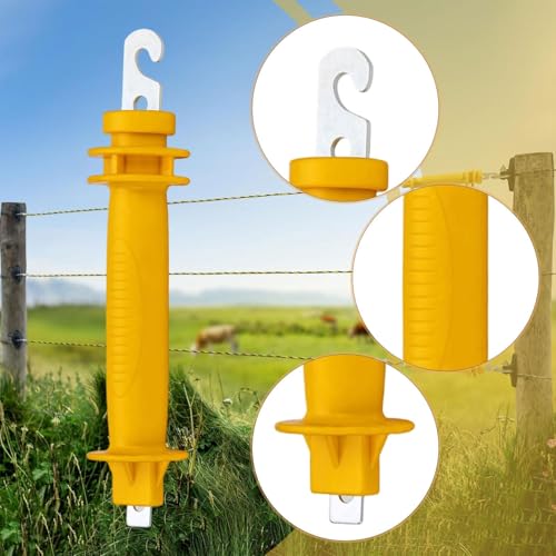 Electric Fence Handle Gate Spring Rubber Insulated Handle Installation Weather Resistant PE Metal Suitable for Ranch Farm Animal Husband