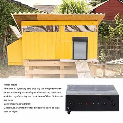 Automatic Chicken Coop Door Opener, Battery Powered Metal Poultry Pet Door with Timer, LED Display Auto Coop Doors for Duck Goose