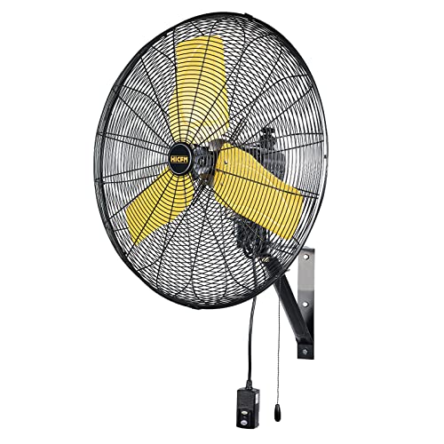 HiCFM 24" Oscillating Wall Fan, 8900 CFM High Velocity Industrial Wall Mounted Heavy Duty Shop Fans with 3 Speed Settings 80° Oscillation for Outdoor Commercial Garage Warehouse workshops Factory - size: 24" outdoor